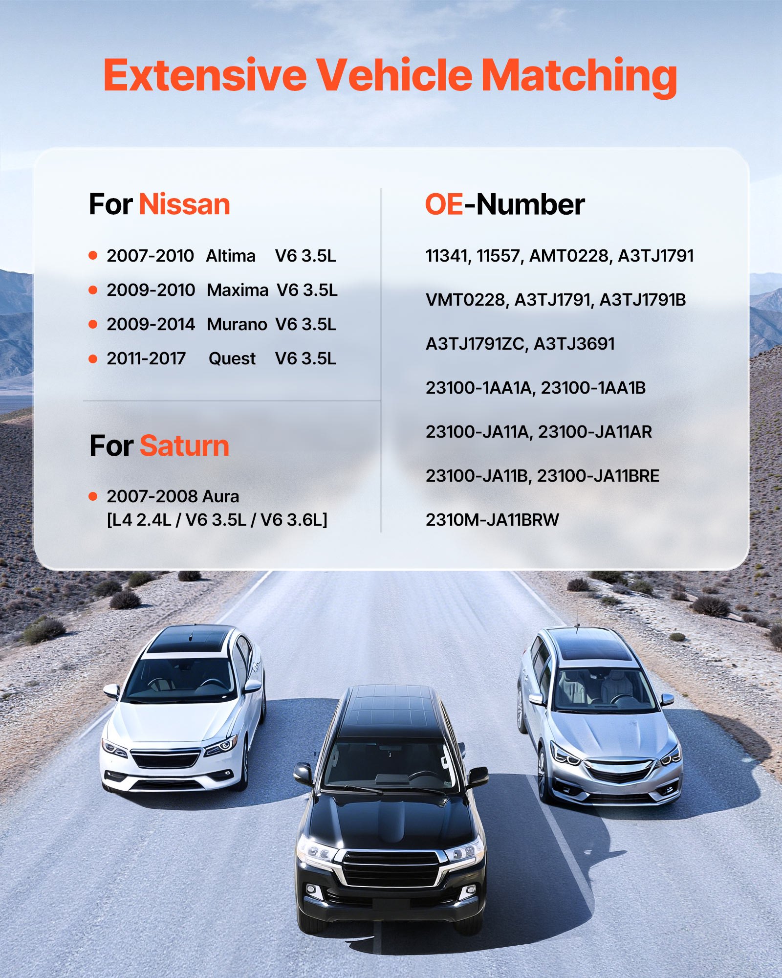 VEVOR Car Alternator 11341, Fit for Nissan Altima V6 3.5L 2007-2010, Maxima 2009-2010, Murano 2009-2014, Quest 2011-2017, for Saturn Aura 2007-2008, Automotive Replacement Alternator 11557, AMT0228