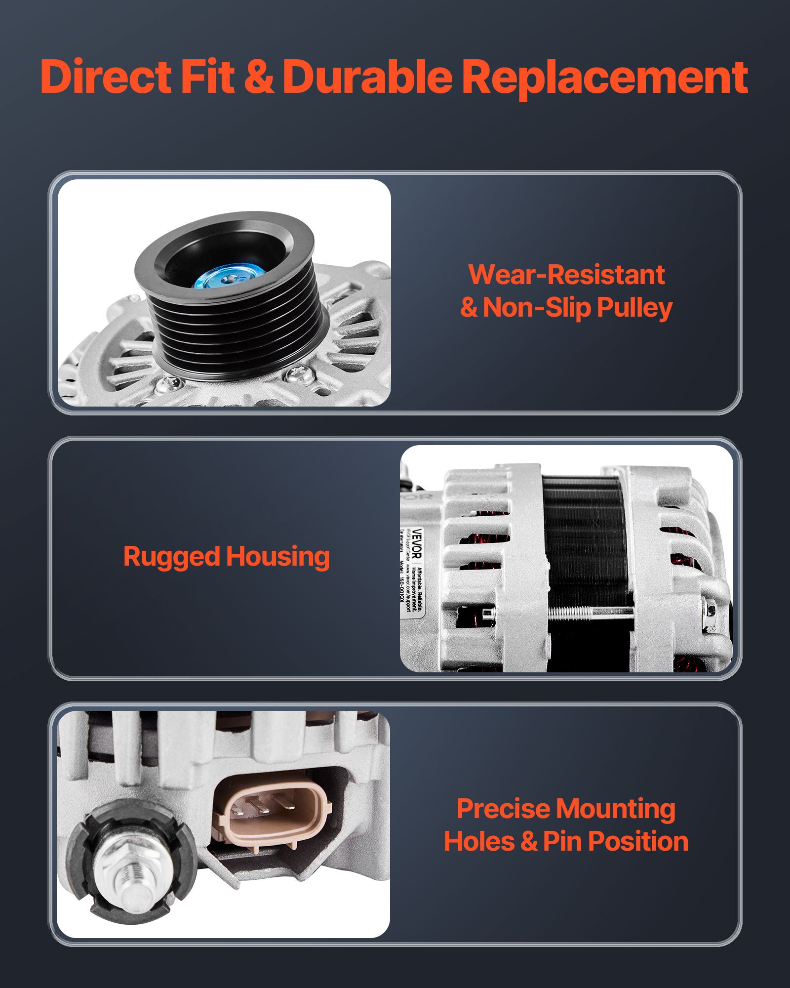 VEVOR Car Alternator 11341, Fit for Nissan Altima V6 3.5L 2007-2010, Maxima 2009-2010, Murano 2009-2014, Quest 2011-2017, for Saturn Aura 2007-2008, Automotive Replacement Alternator 11557, AMT0228