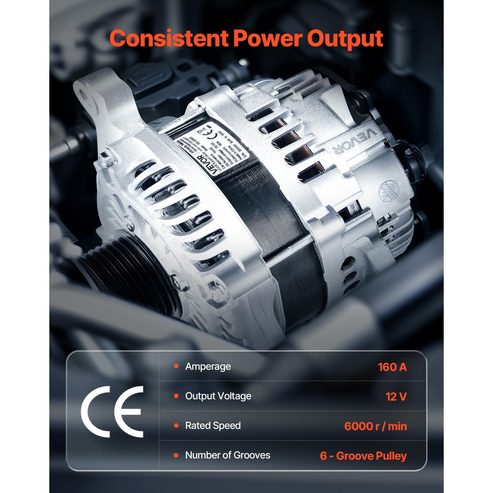 VEVOR Car Alternator 11440, Fit for Dodge Journey SE Value 2.4L 2020, SXT 2.4L 2012-2018, Crossroad 2016-2020, L4 2009-2020, Automotive Replacement Alternator 12987, 2035080, 4801490AA, 2138864, 90004