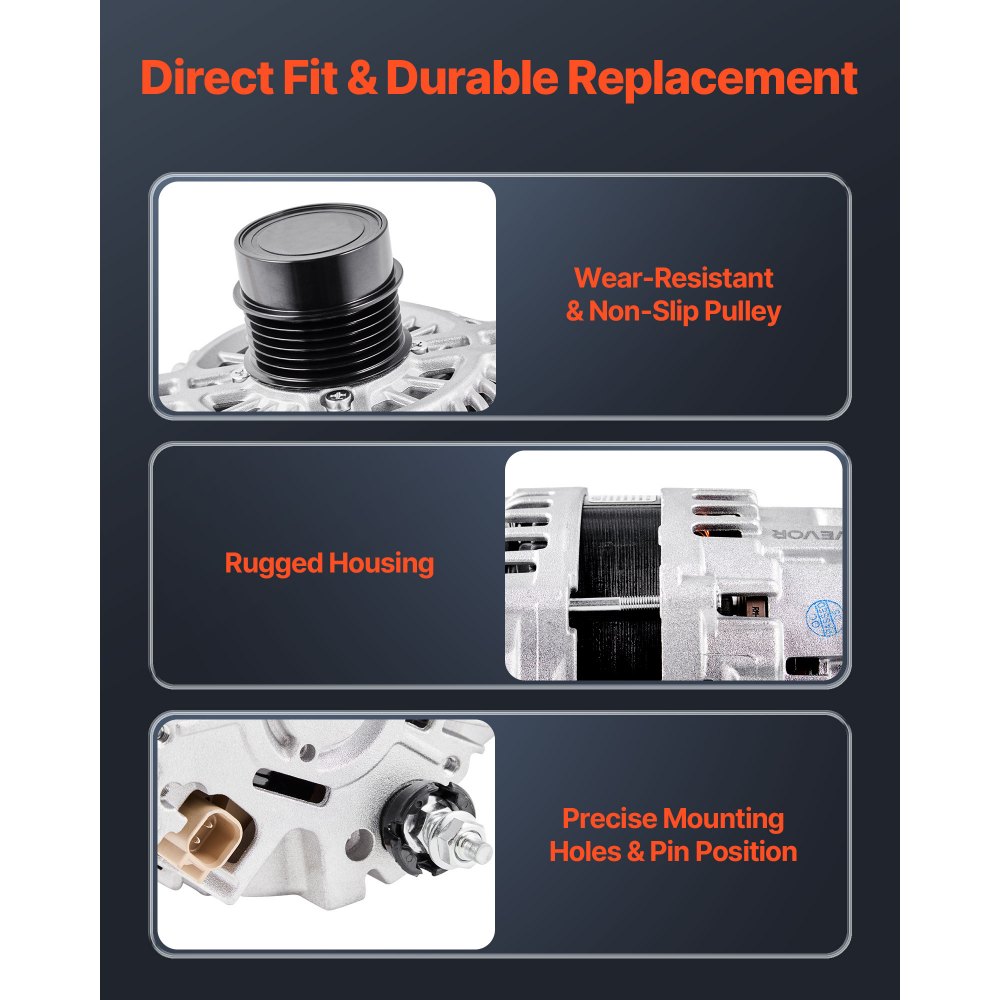 VEVOR Car Alternator 11440, Fit for Dodge Journey SE Value 2.4L 2020, SXT 2.4L 2012-2018, Crossroad 2016-2020, L4 2009-2020, Automotive Replacement Alternator 12987, 2035080, 4801490AA, 2138864, 90004