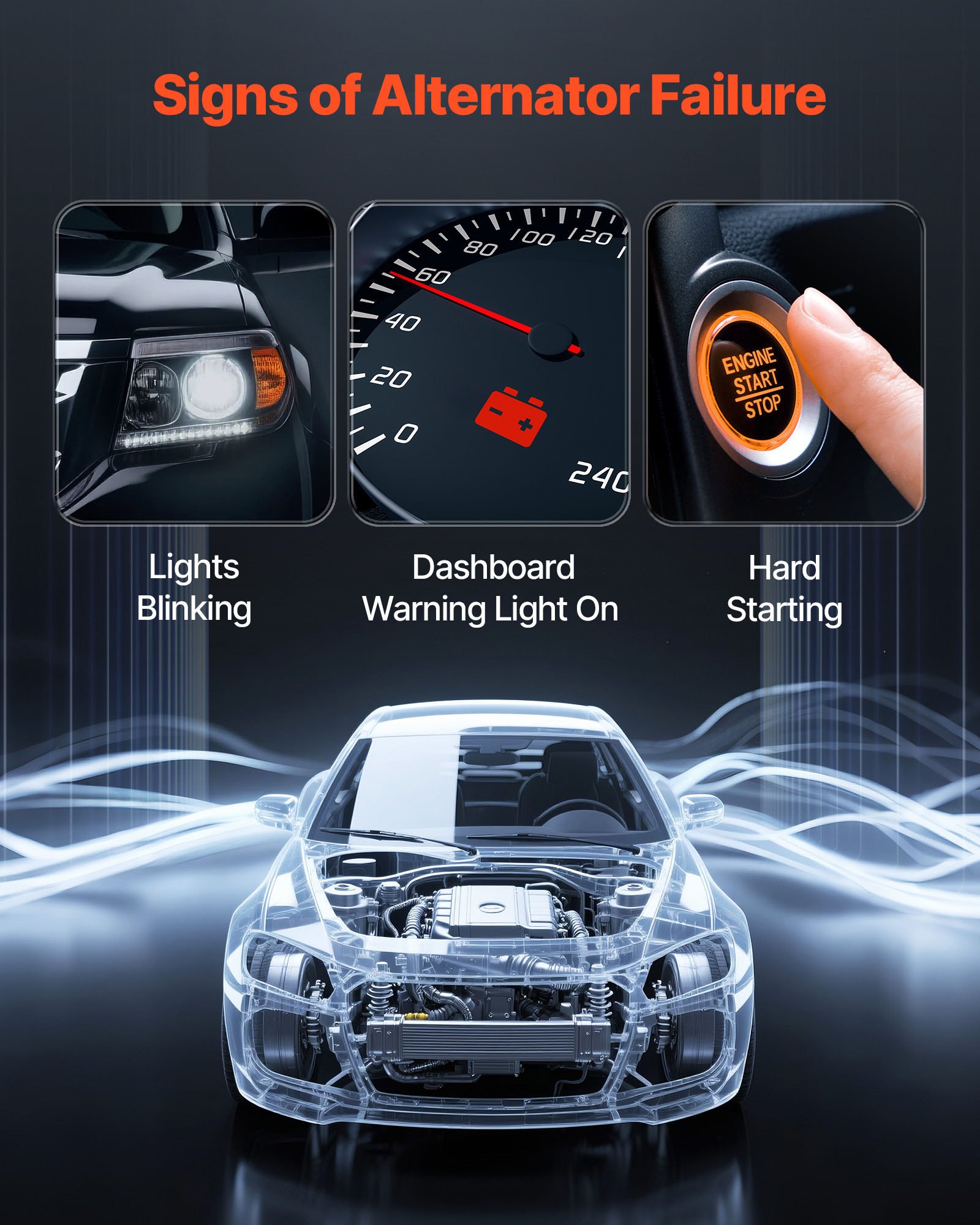 VEVOR Car Alternator 11491, Compatible with Hyundai Sonata 2.4L 2010-2013, Kia Optima 2.4L 2011-2013, Automotive Replacement Alternator with Aluminum Housing and Pure Copper Round Coil, 37300-2G150