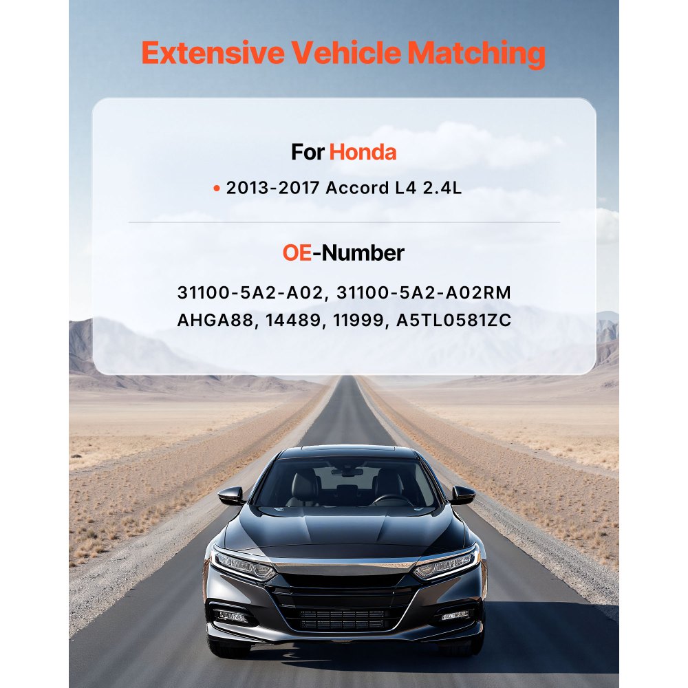 VEVOR Car Alternator 11999, Compatible with Honda Accord L4 2.4L 2013-2017, Automotive Replacement Alternator with Aluminum Housing and Pure Copper Round Coil, 31100-5A2-A02, AHGA88, 14489, A5TL0581ZC