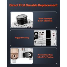 VEVOR Alternator Car Alternator Replacement for Honda Accord L4 2.4L 2013-2017