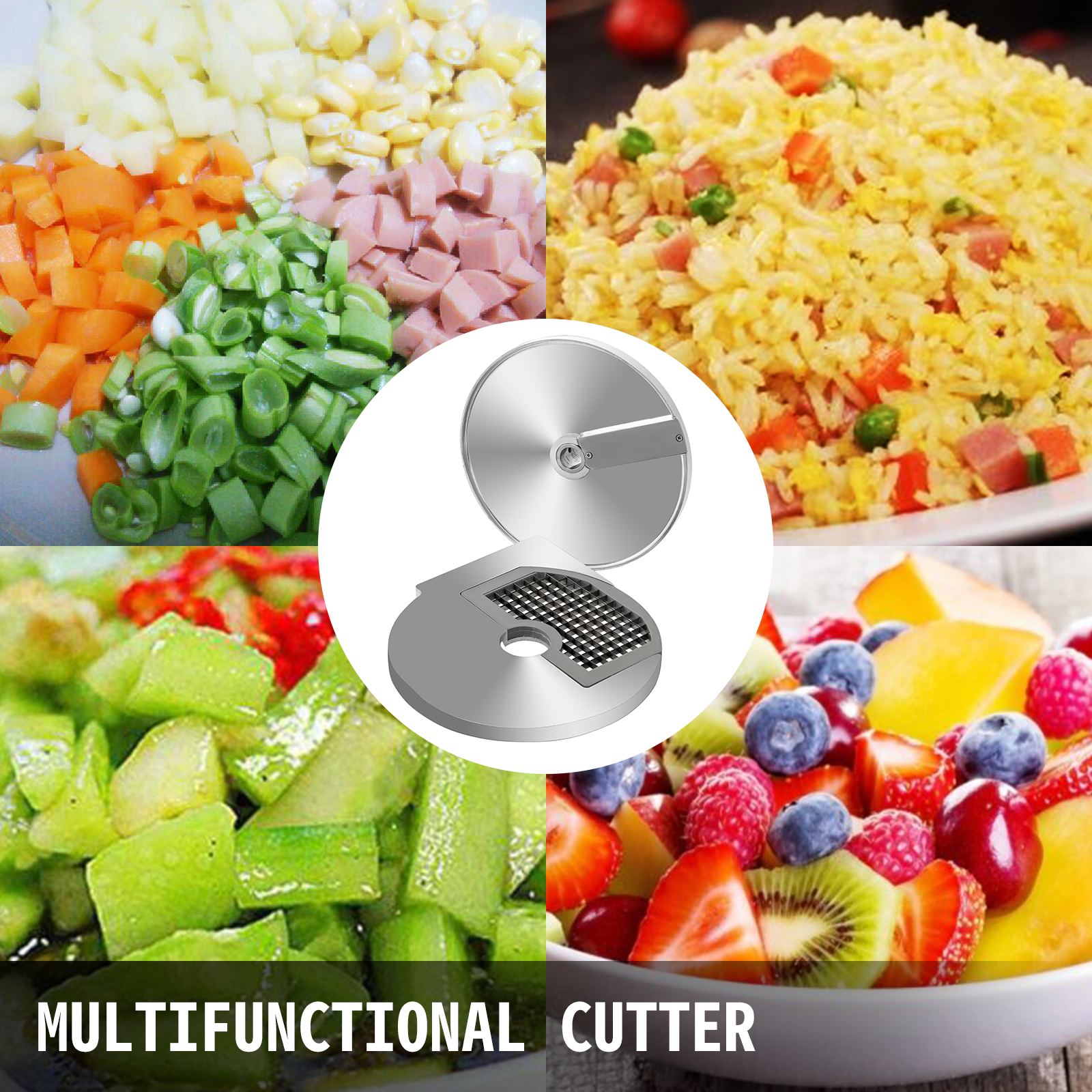 VEVOR Dicing Grid 0.4"x0.4" Dices, Vegetable Cutter Disc 420 Stainless Steel Blades, Vegetable Cutter Accessory, Aluminum Alloy Material Food Processor Discs, for Dicing Potatoes Carrots Cucumbers