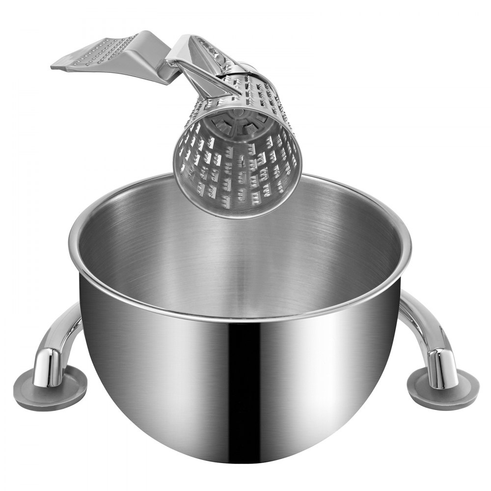 VEVOR Rotary Cheese Grater, Zinc Alloy Rotary Vegetable Mandoline, Manual Cheese Mandoline with 5 Stainless Steel Cutting Cones, Manual Vegetable Grater with 2.5L Bowl, Rotary Shredder with Suction Ba