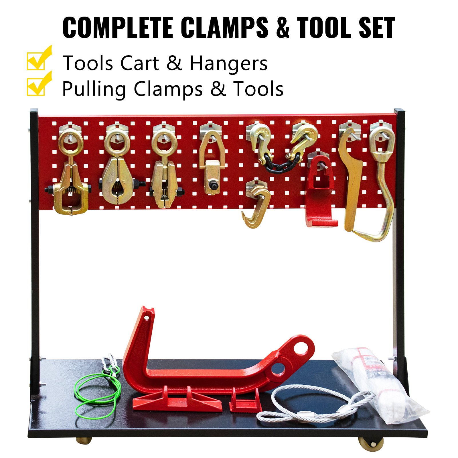 VEVOR Car Frame Puller Set, 6 Ton PSI Air Pump Frame Puller, 10000 PSI Foot-Operated Hydraulic Pump, 3 Ton Air Bag Jack, Auto Body Frame Straightener, with Double-Head Clamps And Casters