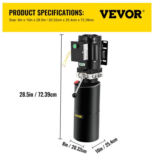 VEVOR 220V Car Lift Hydraulic Power Pack 12VDC Lift Gates Vehicle Hoist Hydraulic Pump Auto Repair Hydraulic Metal Reservoir for Hydraulic Pump Power Unit Tractor Vehicles Car Lift