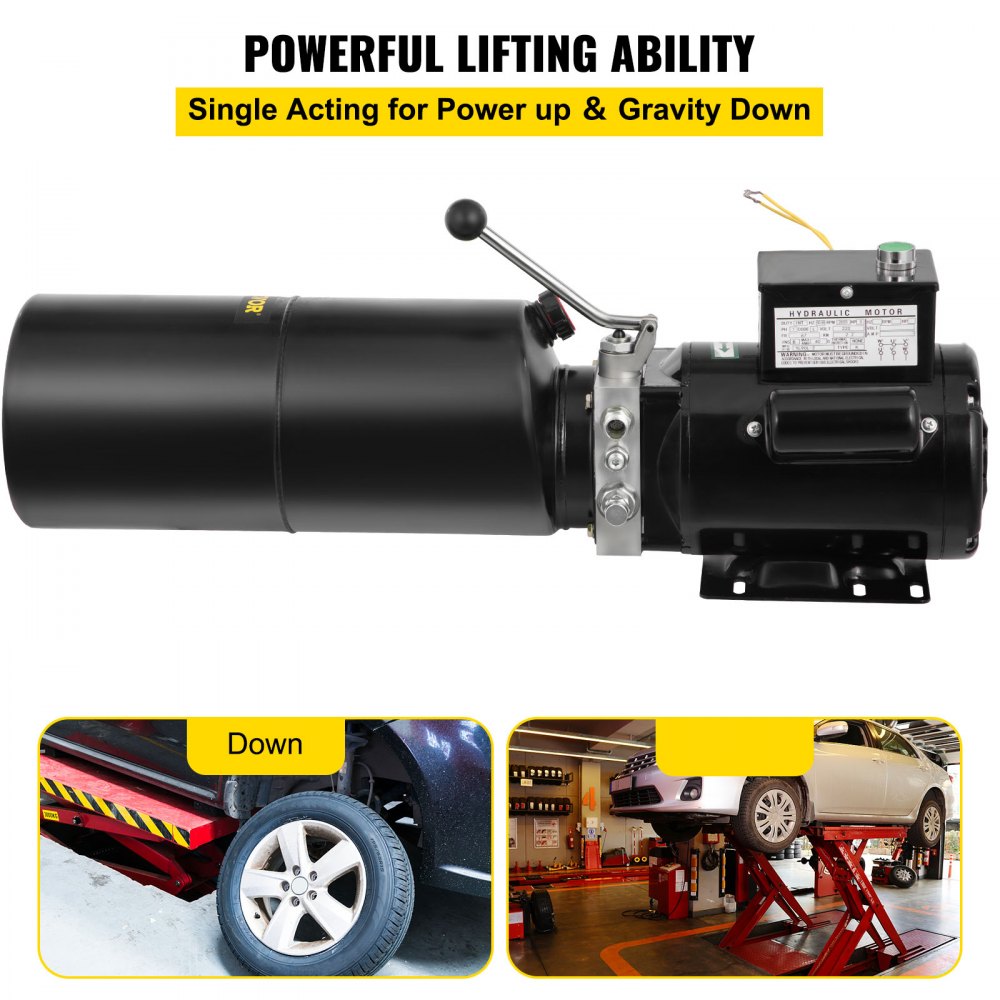 VEVOR 240V Car Lift Hydraulic Power Pack, 12VDC Lift Gates Vehicle Hoist, 2950 PSI 50HZ Hydraulic Power Unit, 3 HP Hydraulic Power Pack For 2 & 4 post Lifts Car Lift Hydraulic Power Unit 2.64 Gallon