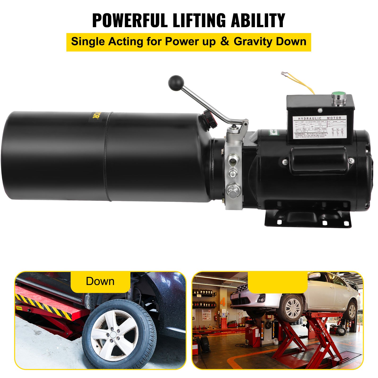 VEVOR 240V Car Lift Hydraulic Power Pack, 12VDC Lift Gates Vehicle Hoist, 2950 PSI 50HZ Hydraulic Power Unit, 3 HP Hydraulic Power Pack For 2 & 4 post Lifts Car Lift Hydraulic Power Unit 2.64 Gallon