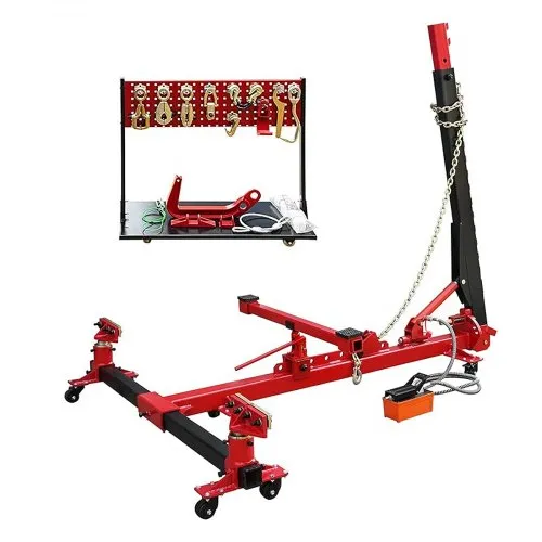 KFFKFF Automobile Chassis Rectifier, 6 Ton Force Auto Chassis Mending Equipment, Vehicle Chassis Apparatus with Rotating Base, Hydraulic Pedal Pump and Tug Clamp Kit, for Vehicle Chassis Renewal