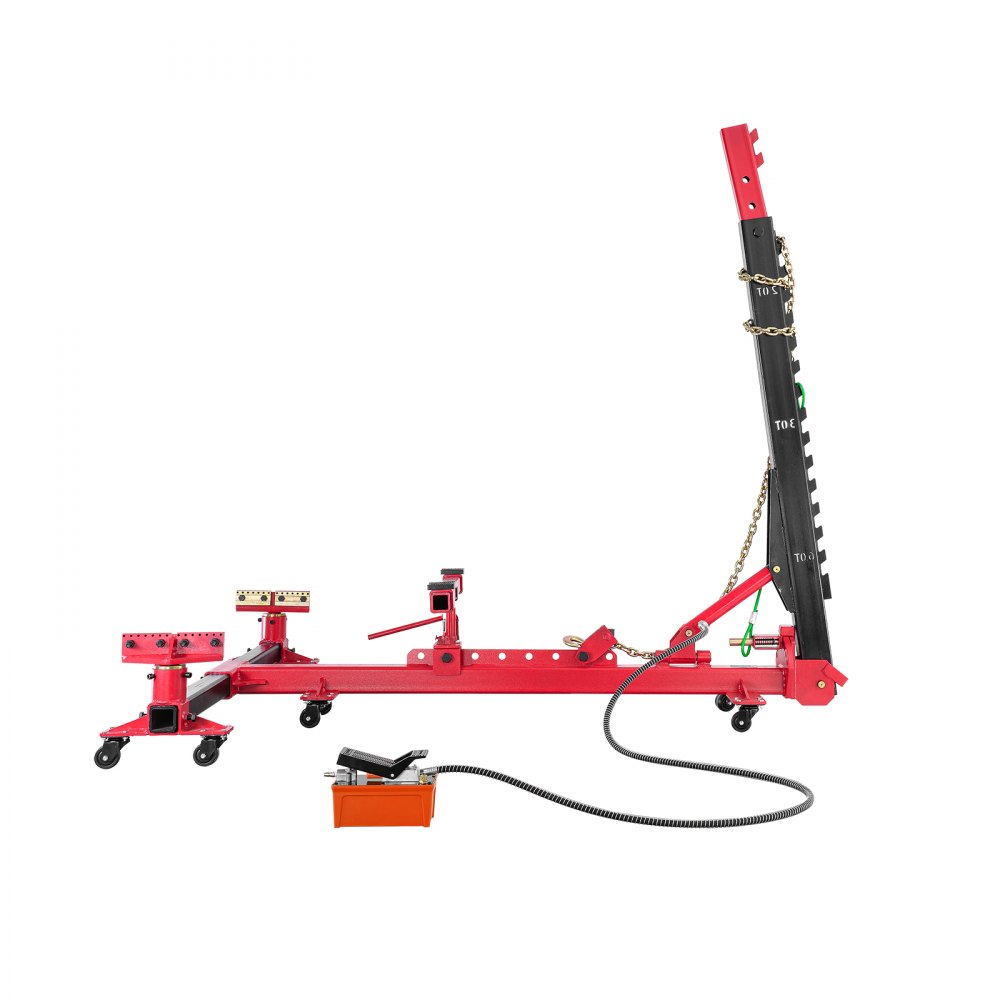 VEVOR Automobile Chassis Rectifier, 6 Ton Force Auto Chassis Mending Equipment, Vehicle Chassis Apparatus with Rotating Base, Hydraulic Pedal Pump and Tug Clamp Kit, for Vehicle Chassis Renewal