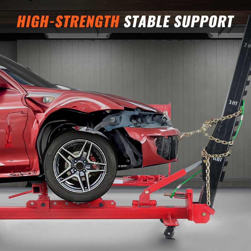 VEVOR Automobile Chassis Rectifier, 6 Ton Force Auto Chassis Mending Equipment, Vehicle Chassis Apparatus with Rotating Base, Hydraulic Pedal Pump and Tug Clamp Kit, for Vehicle Chassis Renewal