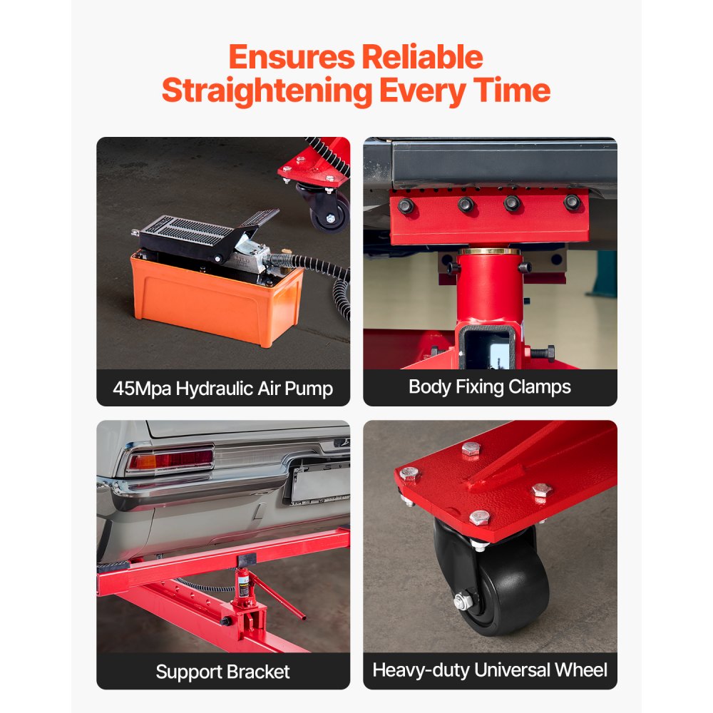 VEVOR Auto Body Frame Puller Straightener, Equipamento de Reparo de Carroceria de Tensão 6T com Macaco de Airbag 3T e Bomba de Pé Hidráulica de 6000PSI, Inclui 16 Ferramentas de Alisamento, para Oficina Mecânica Sedan SUV Pickup