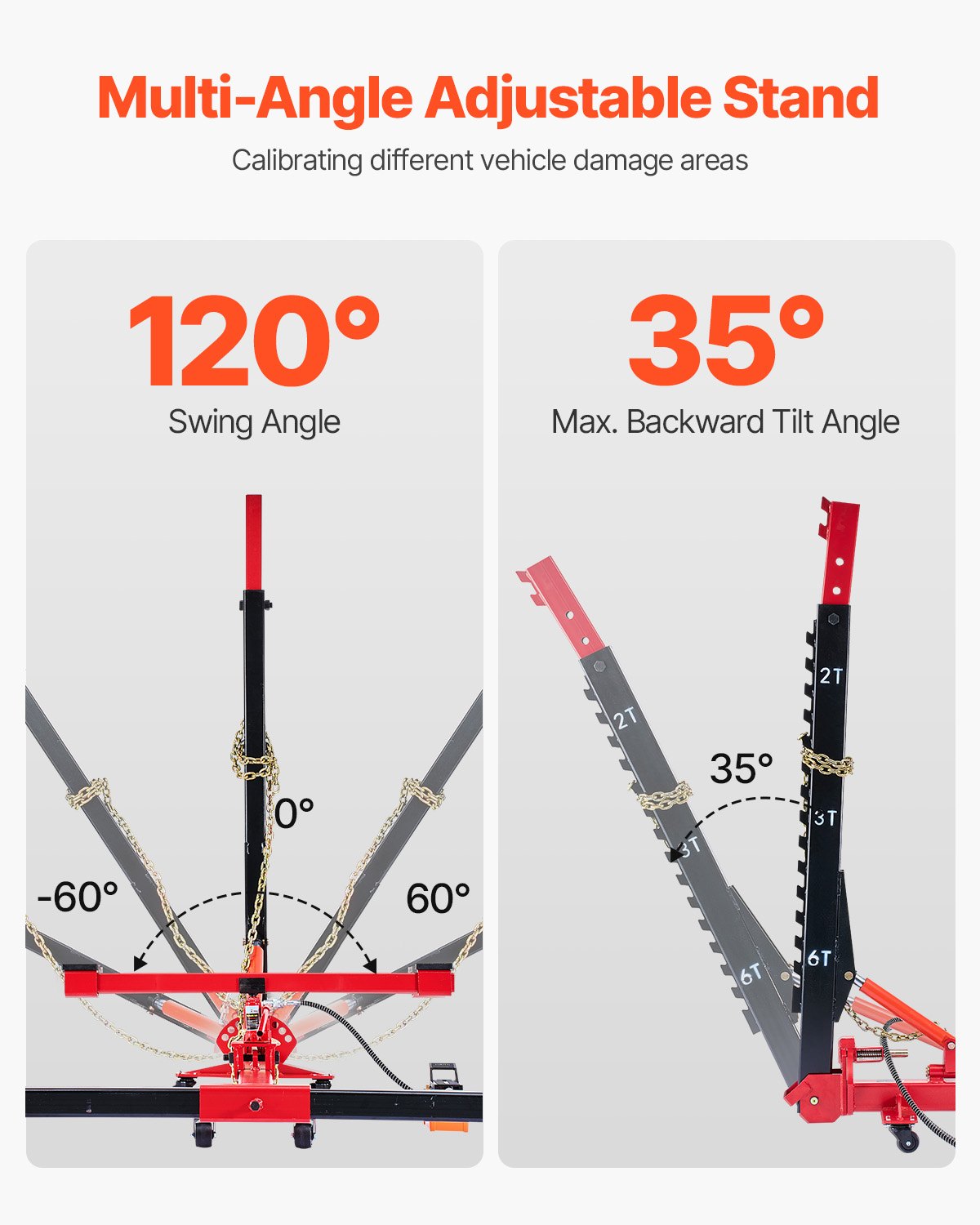 VEVOR Auto Body Frame Puller Straightener, Equipamento de Reparo de Carroceria de Tensão 6T com Macaco de Airbag 3T e Bomba de Pé Hidráulica de 6000PSI, Inclui 16 Ferramentas de Alisamento, para Oficina Mecânica Sedan SUV Pickup