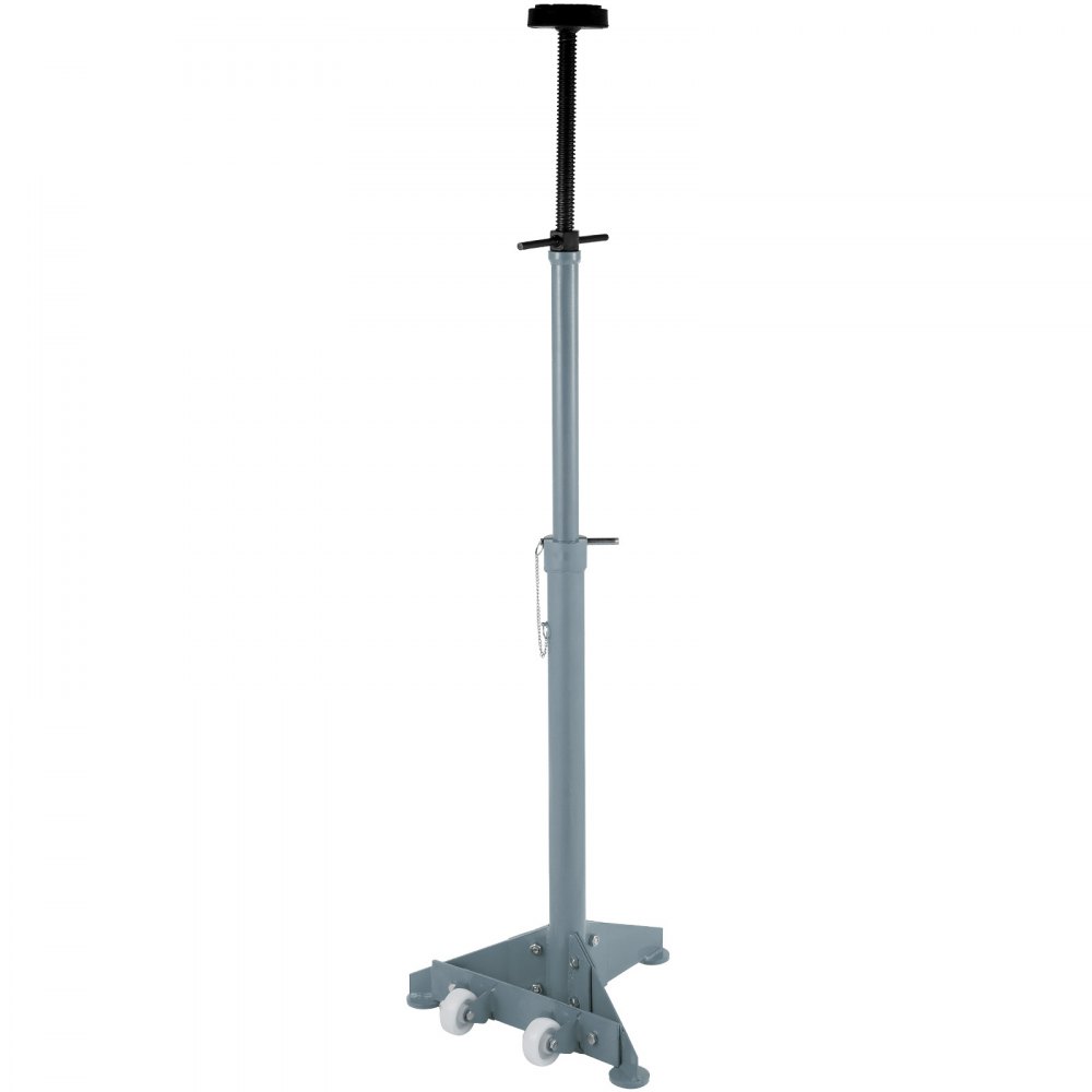VEVOR Underhoist Stand 1500 LBS Capacity Pole Jack Heavy Duty Jack Stand Car Support Jack Lifting from 1.1 m to 1.8 m, Triangular Base, Two Wheels, Easy Adjustment, Automotive Support, Grey