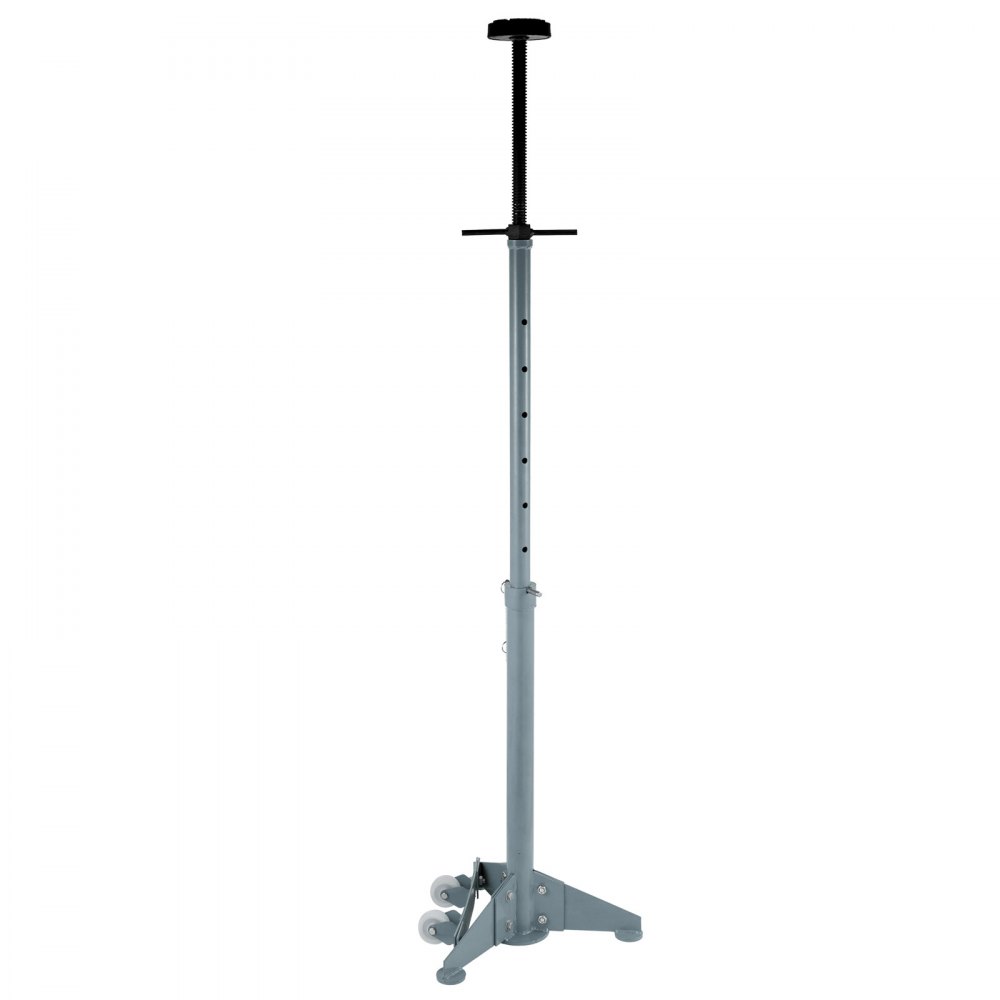 VEVOR Underhoist Stand 1500 LBS Capacity Pole Jack Heavy Duty Jack Stand Car Support Jack Lifting from 1.1 m to 1.8 m, Triangular Base, Two Wheels, Easy Adjustment, Automotive Support, Grey