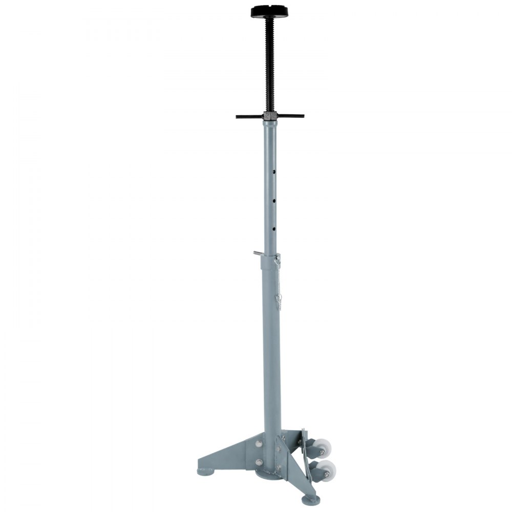 VEVOR Underhoist Stand 1500 LBS Capacity Pole Jack Heavy Duty Jack Stand Car Support Jack Lifting from 1.1 m to 1.8 m, Triangular Base, Two Wheels, Easy Adjustment, Automotive Support, Grey