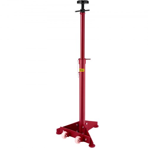 VEVOR Underhoist Stand 3/4 Ton Capacity Pole Jack Heavy Duty Jack Stand Car Support Jack Lifting from 1.1 m to 1.8 m, Triangular Base, Two Wheels, Easy Adjustment, Automotive Support, Red