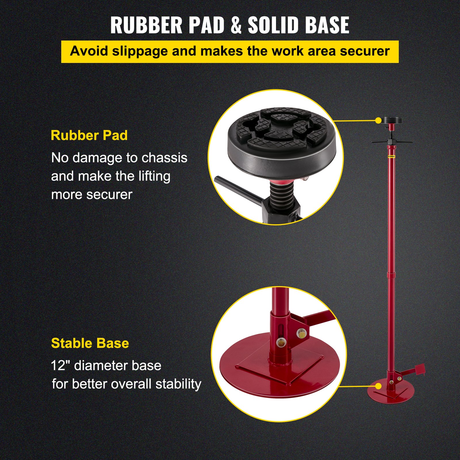 VEVOR Underhoist Stand Pole Jack 3/4-T Capacity Car Support Jack with Pedal Red