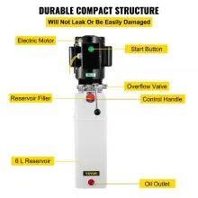 VEVOR 6L Car Lift Hydraulic Power Unit Pack 220V 50hz 1 ph 2750 PSI Auto