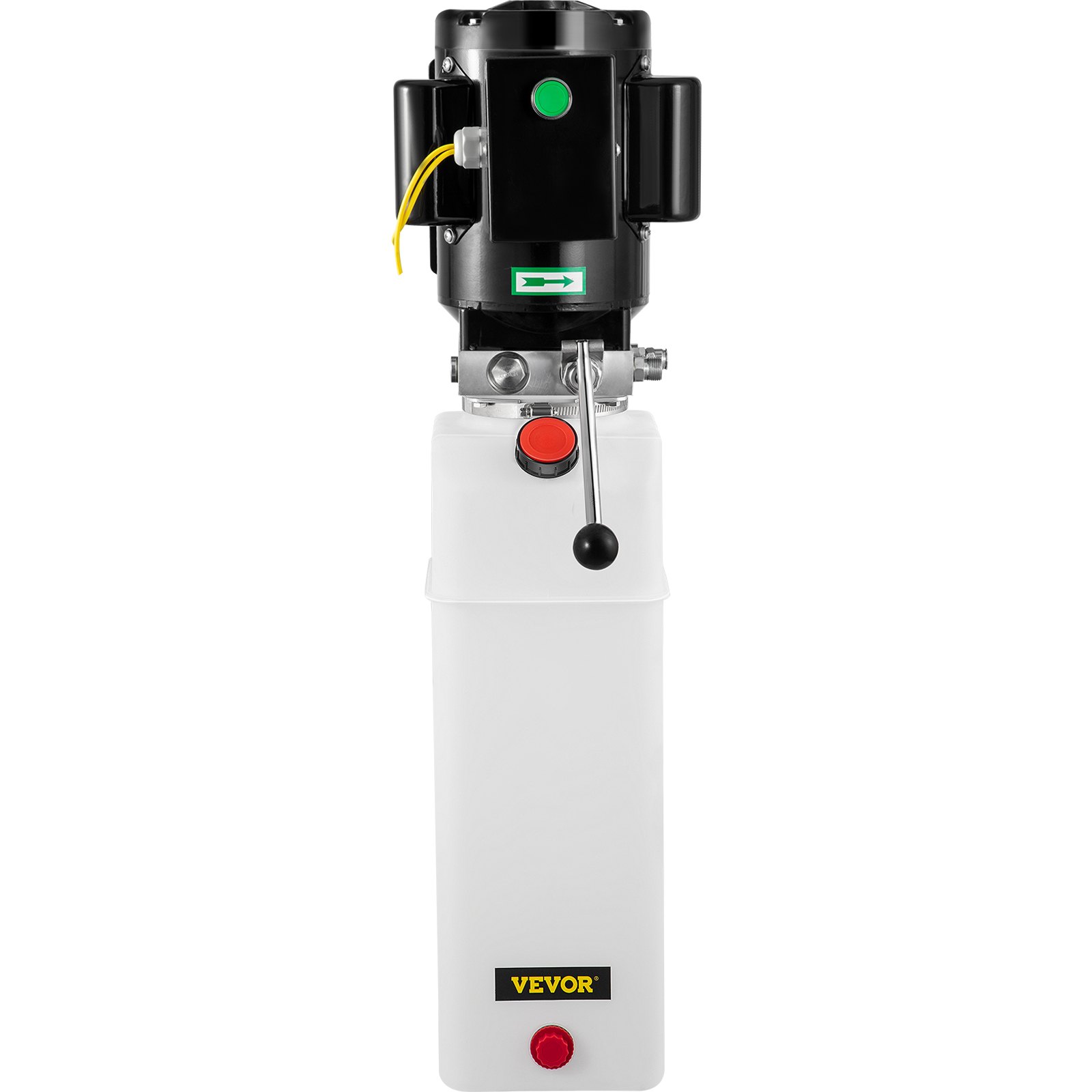 VEVOR hydraulic pump car lift with control buttons and sturdy white base.