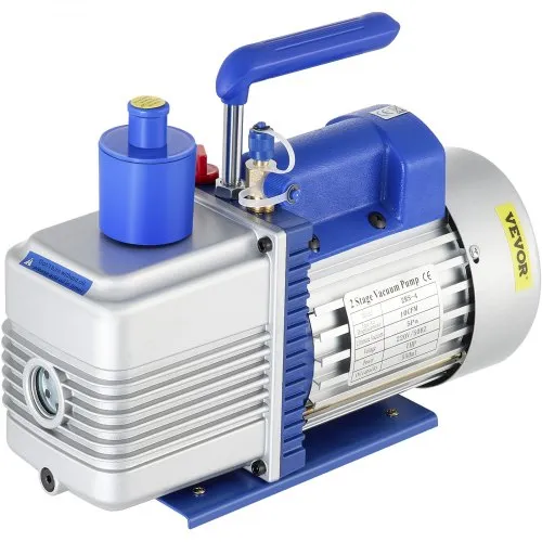 VEVOR Vacuum Pump, 10CFM 1 HP, Two-Stage Rotary Vane Vacuum Pump, 220V 5 PA Facility HVAC Refrigerant Air Tool for HVAC, Auto AC Refrigerant Recharging, Wine Degassing and Food Processing, Blue