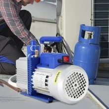VEVOR Vacuum Pump, 10CFM 1 HP, Two-Stage Rotary Vane Vacuum Pump, 220V 5 PA Facility HVAC Refrigerant Air Tool for HVAC, Auto AC Refrigerant Recharging, Wine Degassing and Food Processing, Blue