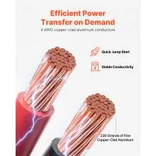 VEVOR Jumper Cables for Car Battery, 20 Feet, 4 Gauge Heavy Duty Automotive Booster Cables for Jump Starting Dead or Weak Batterie, with Carrying Bag, for Cars, Trucks, SUVs, Emergency Roadside Kit