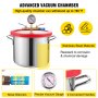 VEVOR 1.5 Gallon Vacuum Degassing Chamber Kit Stainless Steel Degassing Chamber 5.7L Vacuum Chamber Kit with 2.5 CFM Vacuum Pump - Not for Wood Stabilizing