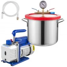 VEVOR 1.5 Gallon Vacuum Degassing Chamber Kit Stainless Steel Degassing Chamber 5.7L Vacuum Chamber Kit with 2.5 CFM Vacuum Pump - Not for Wood Stabilizing