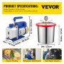 VEVOR 3 CFM 1/4HP Single Stage Vacuum Pump,3 Gallon(13 Liter) Vacuum Chamber Kit, HVAC A/C Refrigeration Kit