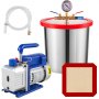 VEVOR 3 CFM 1/4HP enstegsvakuumpump, 3 gallon (13 liter) vakuumkammaresats, HVAC A/C kylsats