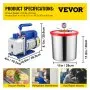 Vevor 19 L Vacuum Chamber Kit with 28 L/min(3 CFM) 186W(1/4HP) Single Stage Vacuum Pump - HVAC A/C Refrigeration Kit