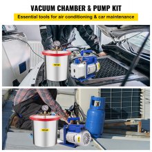 VEVOR 3 CFM Vacuum Pump 1/4 HP with 3 Gallon Stainless Steel Vacuum Degassing Chamber Kit Air Vacuum Pump HVAC Refrigeration Tool