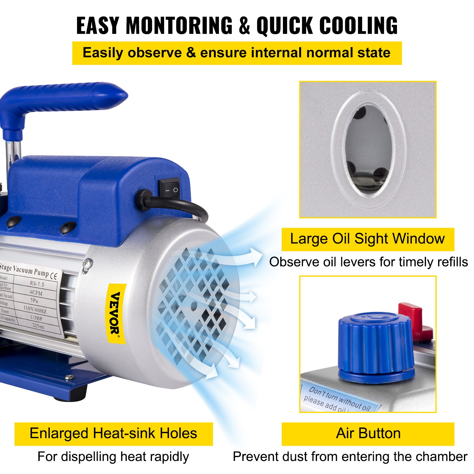 VEVOR 2 Gallon/7.6 L Vacuum Chamber Silicone Epoxy Degassing 4CFM 113L/min 1/3HP Vacuum Pump