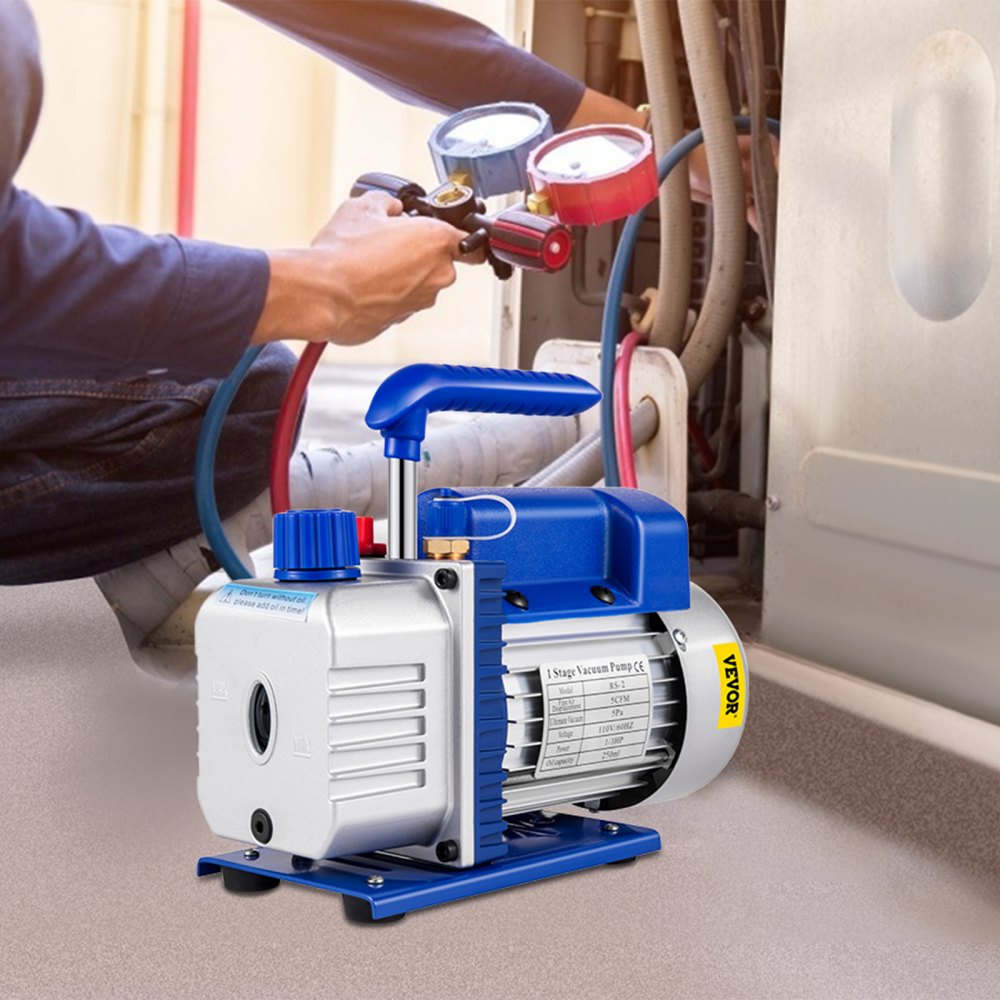 VEVOR Kit de cámara de desgasificación al vacío Cámara de desgasificación de 5 galones Kit de cámara de vacío de acero inoxidable con bomba de vacío de una sola etapa de 5 CFM 1/3HP