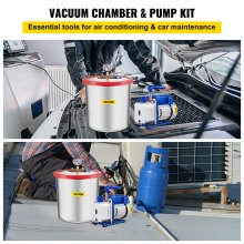 5 Gal Chamber Chamber & 5CFM Vacuum Pump Deep Vane 1/3 HP Single Stage Manifold