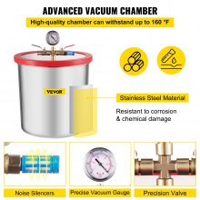 VEVOR Vacuum Degassing Chamber Kit 5 Galllon Degassing Chamber Stainless Steel Vacuum Chamber Kit with 5 CFM 1/3HP Single-Stage Vacuum Pump