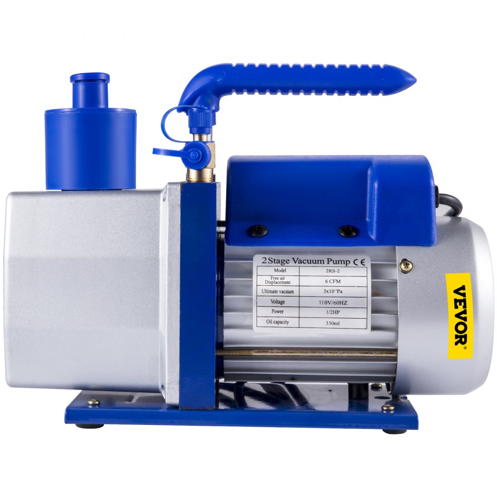 VEVOR Vacuum Pump 6CFM Dual Stage Refrigerant Vacuum Pump 1/2 HP HVAC Rotary Auto Refrigerant Vacuum Pump, Air Conditioner Refrigerant HVAC Air Tool for Automobile Reparation Vacuum Evacuation