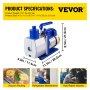 VEVOR Vacuum Pump 6CFM Dual Stage Refrigerant Vacuum Pump 1/2 HP HVAC Rotary Auto Refrigerant Vacuum Pump, Air Conditioner Refrigerant HVAC Air Tool for Automobile Reparation Vacuum Evacuation