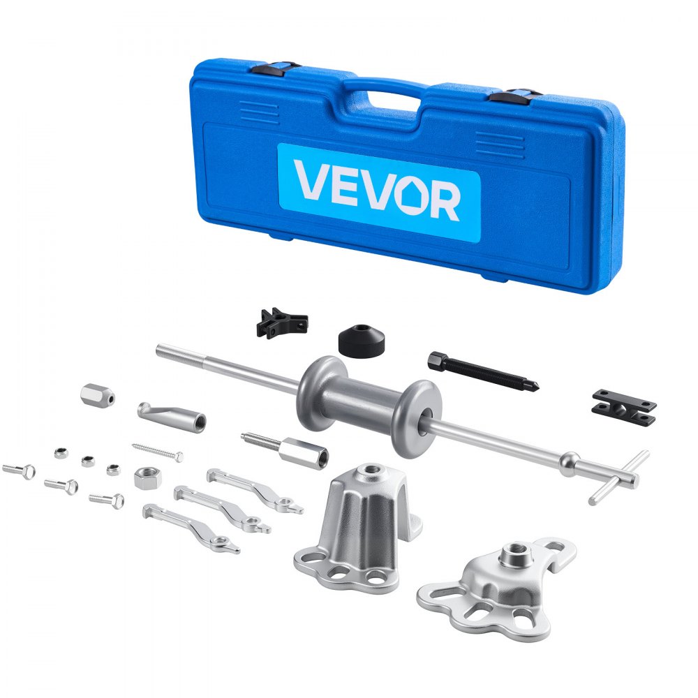 VEVOR 9-Way Slide Hammer Puller Set, 15PCS Front Wheel Hub Bearing Remover & Rear Wheel Axle Hub Dent Shaft Puller Tool Kit, Axle Bearing Puller Tool Kit and Slide Hammer Remover Set with Carry Box