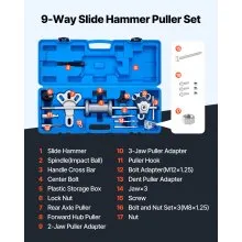 VEVOR 9-Way Slide Hammer Puller Set Front Rear Wheel Hub Bearing Remover 15PCS