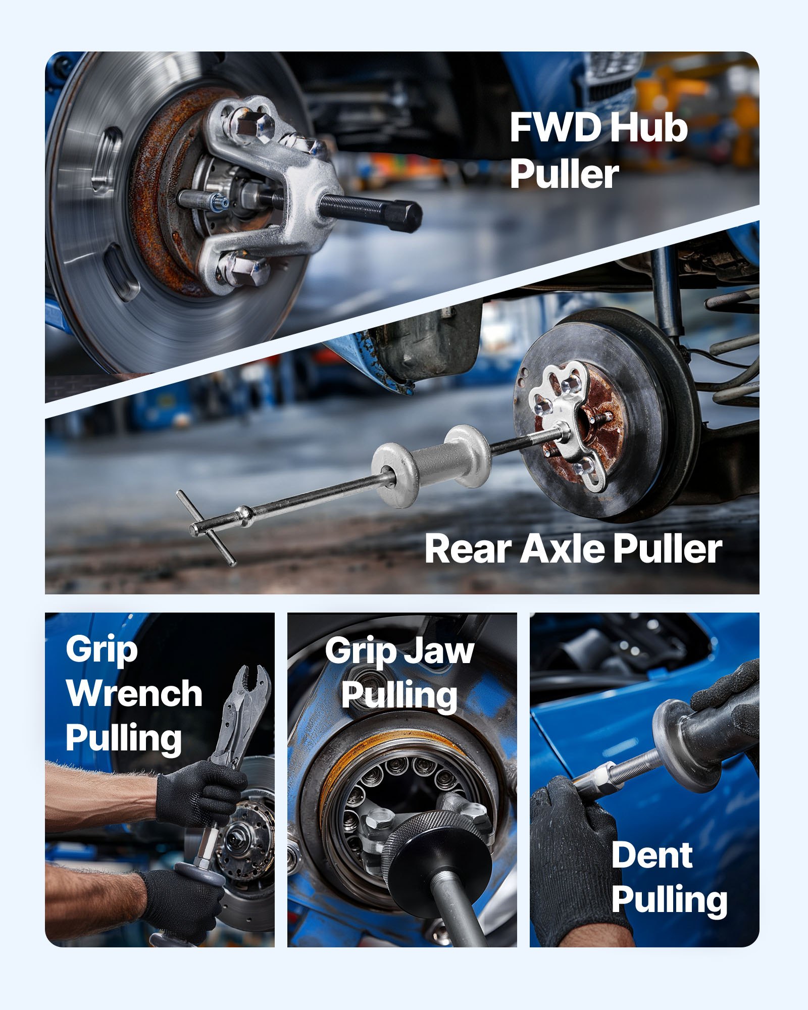 VEVOR 9-Way Slide Hammer Puller Set, 15PCS Front Wheel Hub Bearing Remover & Rear Wheel Axle Hub Dent Shaft Puller Tool Kit, Axle Bearing Puller Tool Kit and Slide Hammer Remover Set with Carry Box