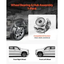VEVOR Front Wheel Bearing & Hub Assembly Fit for 2021 Toyota 4Runner Base Limited Nightshade Sport Utility Tacoma Edicion Especial Crew Cab Pickup 4-Door 4WD OEM 515201, Wheel Bearing Hub Assembly Set