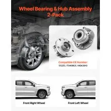 VEVOR 2PCS Front Wheel Bearing & Hub Assembly Fit for 2018 Audi Q3 Komfort Premium Plus Sport Utility 4-Door Volkswagen Beetle Coast Convertible 2-Door 2.0L OEM 513253, Wheel Bearing Hub Assembly Set