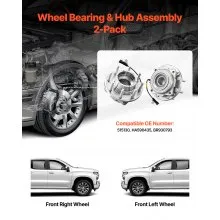 VEVOR 2PCS Front Wheel Bearing & Hub Assembly Fit for 2016 Ford F-250 Super Duty Base King Ranch Lariat Platinum XL Crew Cab Pickup 4-Door OEM 515130, Wheel Bearing Hub Assembly Set with ABS Sensor