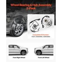 VEVOR 2PCS Front Wheel Bearing & Hub Assembly Fit for Jeep Wrangler 2010 Islander 2016 Rubicon Sahara 75th Anniversary Sport Utility OEM 513272, 5 Lugs with ABS Sensor, Wheel Bearing Hub Assembly Set