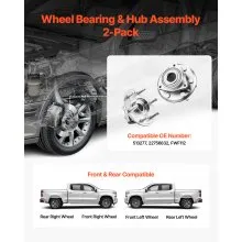 VEVOR 2PCS Front/Rear Wheel Bearing & Hub Assembly Fit for 2016-2017 Buick Enclave Convenience Leather Premium Sport Utility Chevy Traverse LS GMC Acadia OEM 513277, Wheel Bearing Hub Assembly Set