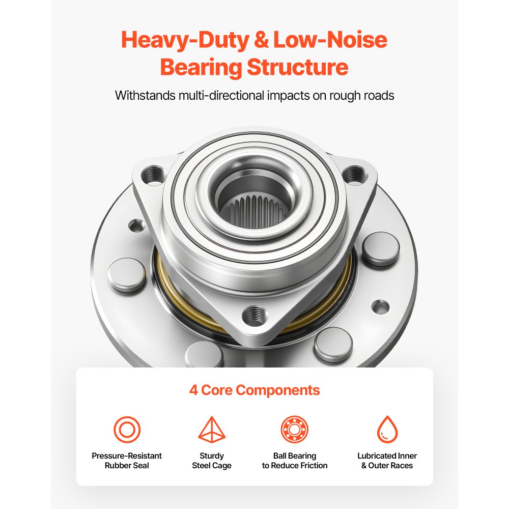 VEVOR 2PCS Front Wheel Bearing & Hub Assembly Fit for Chevy Silverado 1500 4WD 2013 Express 1500 GMC Savana 1500 Base Standard Cargo Van OEM 515036, Wheel Bearing Hub Assembly Set with ABS Sensor