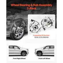 VEVOR 2PCS Front Wheel Bearing & Hub Assembly Fit for Chevy Silverado 1500 4WD 2013 Express 1500 GMC Savana 1500 Base Standard Cargo Van OEM 515036, Wheel Bearing Hub Assembly Set with ABS Sensor